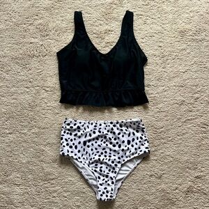 High waisted dalmatian print bikini